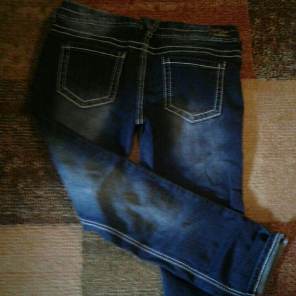 Vanity Stretch Denim Jeans Size 29 Short Double Button Rhinestone Crystal - Picture 4 of 4